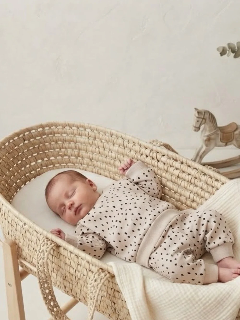 H&M Cream Black Dot Sweatshirt + Sweatshorts Matching Set